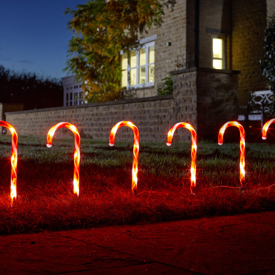 Set of 6 Candy Cane Pathfinder Stake Lights
