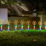 Set of 8 Multi Coloured Festive Snowflake Pathfinder Stake Lights