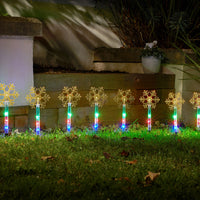 Set of 8 Multi Coloured Festive Snowflake Pathfinder Stake Lights
