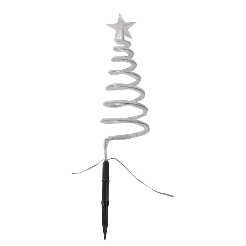 Set of 4 Cool White Spiral Tree Pathfinder Stake Lights