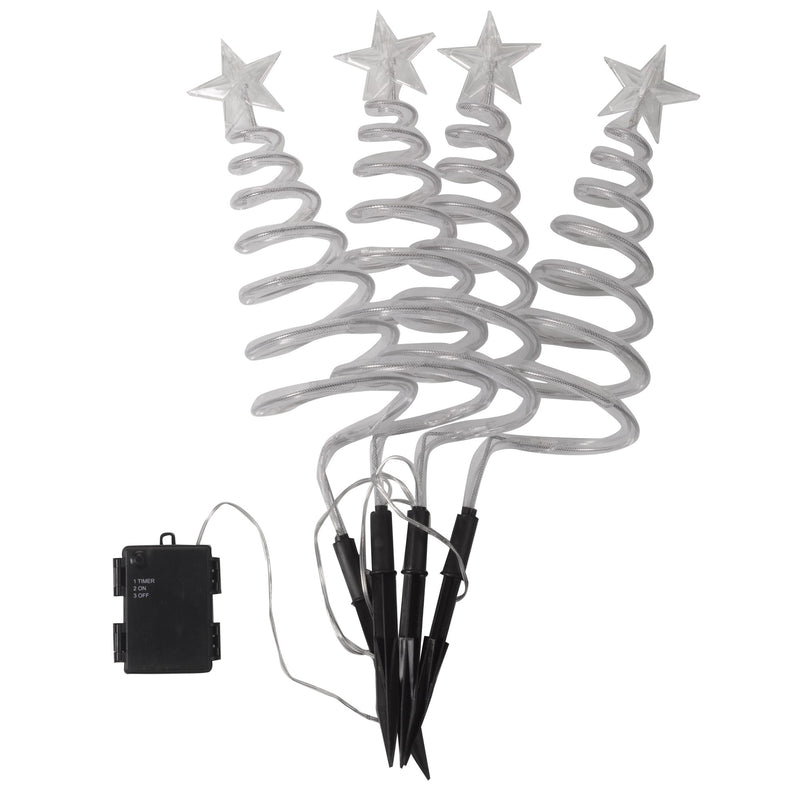 Set of 4 Multi Coloured Spiral Tree Pathfinder Stake Lights