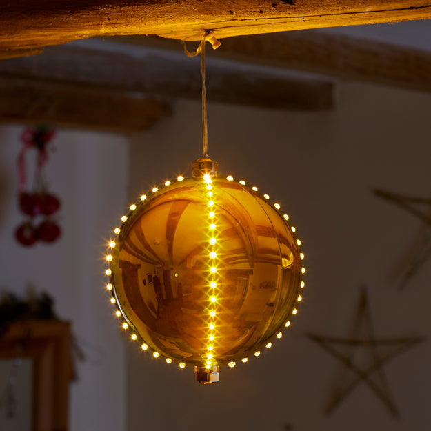 Hanging Gold Meteor Shower Digital LED Lit Bauble