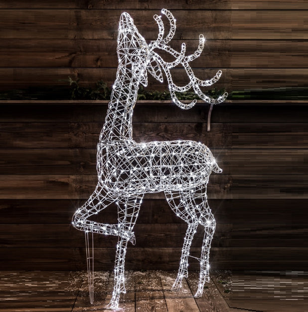 1m White Wicker Standing Reindeer with 160 White LEDs