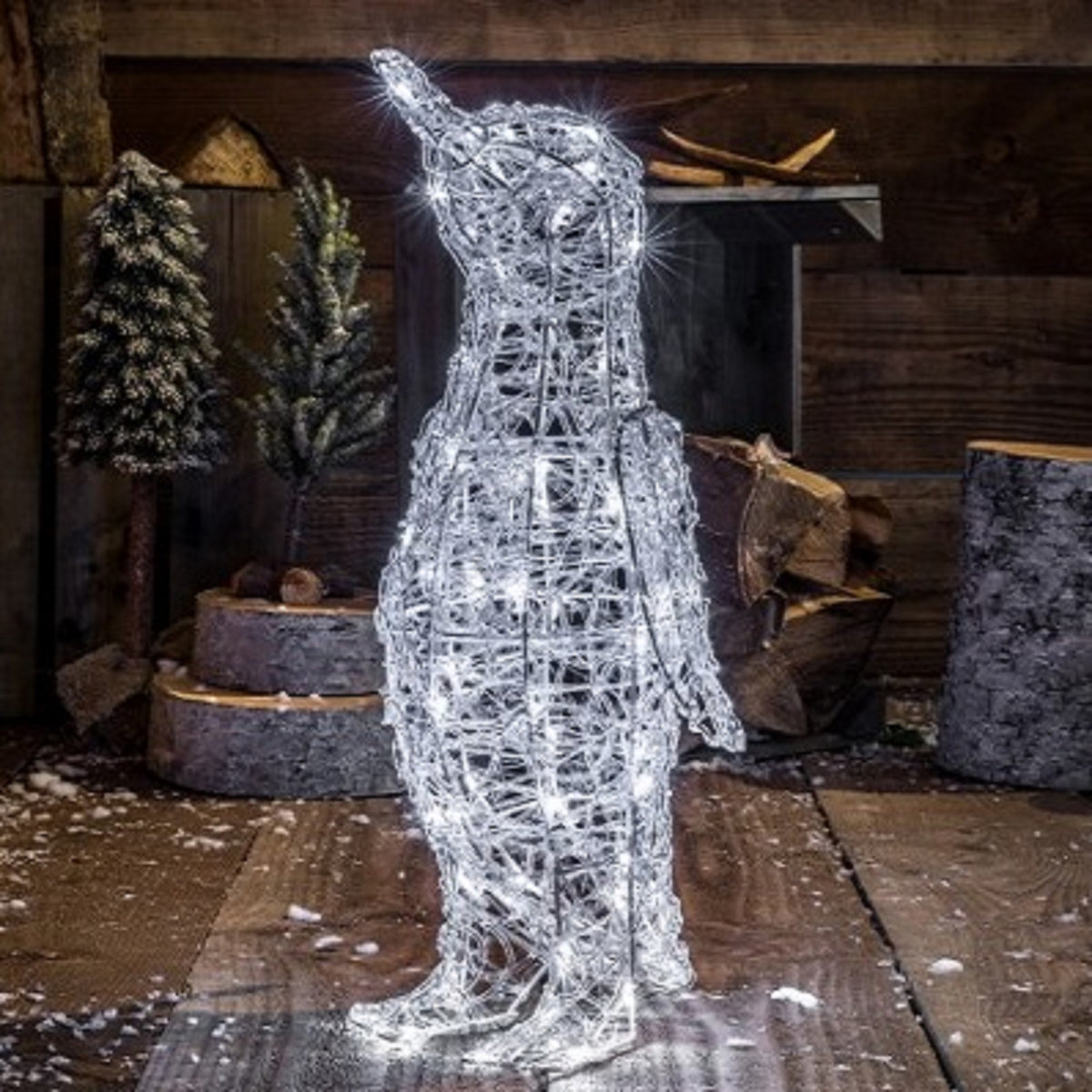 60cm White Acrylic Penguin with 80 White LEDs