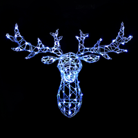 White Wicker Stags Head Colour Changeable with Remote Control