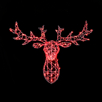 White Wicker Stags Head Colour Changeable with Remote Control