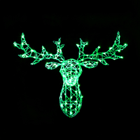 White Wicker Stags Head Colour Changeable with Remote Control