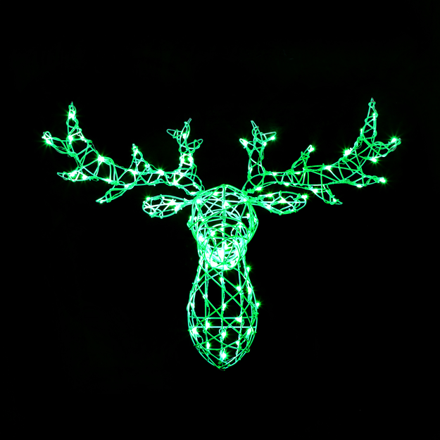 White Wicker Stags Head Colour Changeable with Remote Control