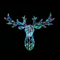 White Wicker Stags Head Colour Changeable with Remote Control