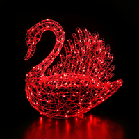 1m White Rattan Serpentine Swan With Colour Changeable LED's and Remote Control