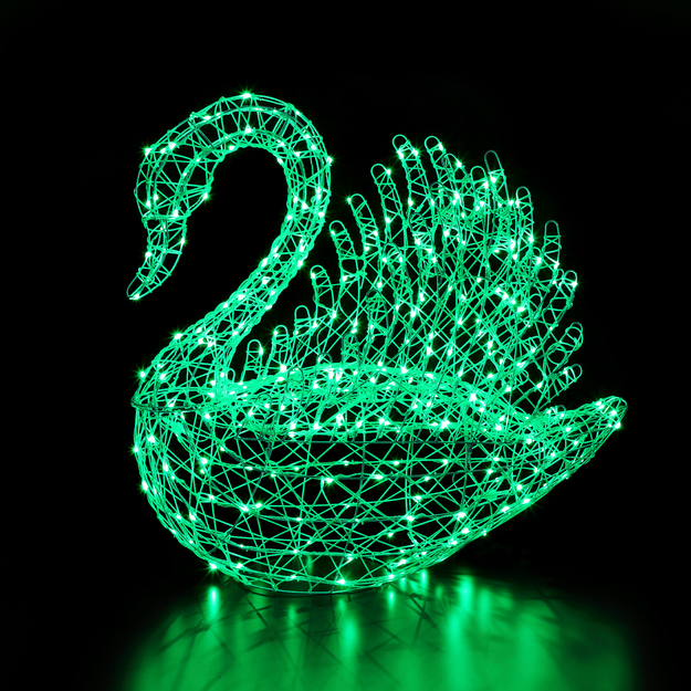1m White Rattan Serpentine Swan With Colour Changeable LED's and Remote Control