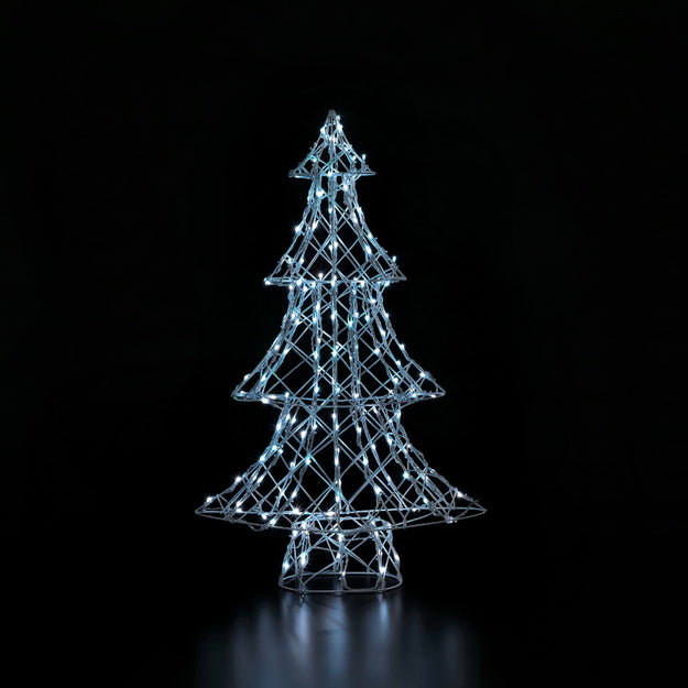 1m White Rattan Dickensian Tree with 150 Colour Changing LEDs