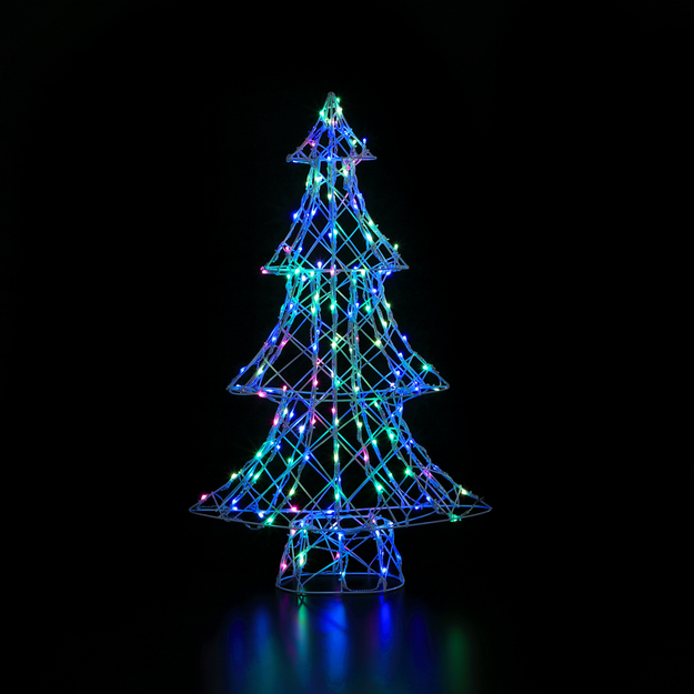 1m White Rattan Dickensian Tree with 150 Colour Changing LEDs