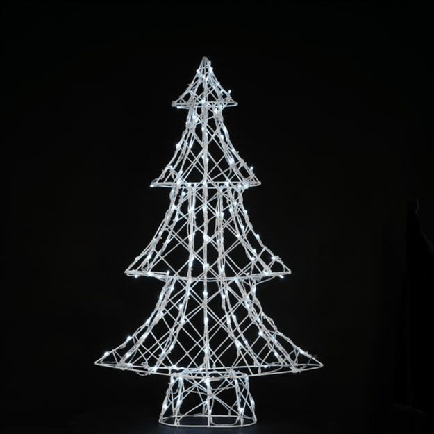 1m White Rattan Dickensian Tree with 150 Colour Changing LEDs
