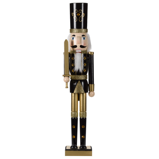 Jumbo Black and Gold Nutcracker Decoration with Sword