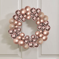 40cm Festive Bauble-Esque Wreath in Rose Quartz