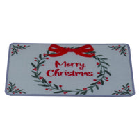 Festive Merry Christmas Wreath Door Mat