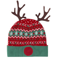 Festive Lit Rudolph Beanie Hat