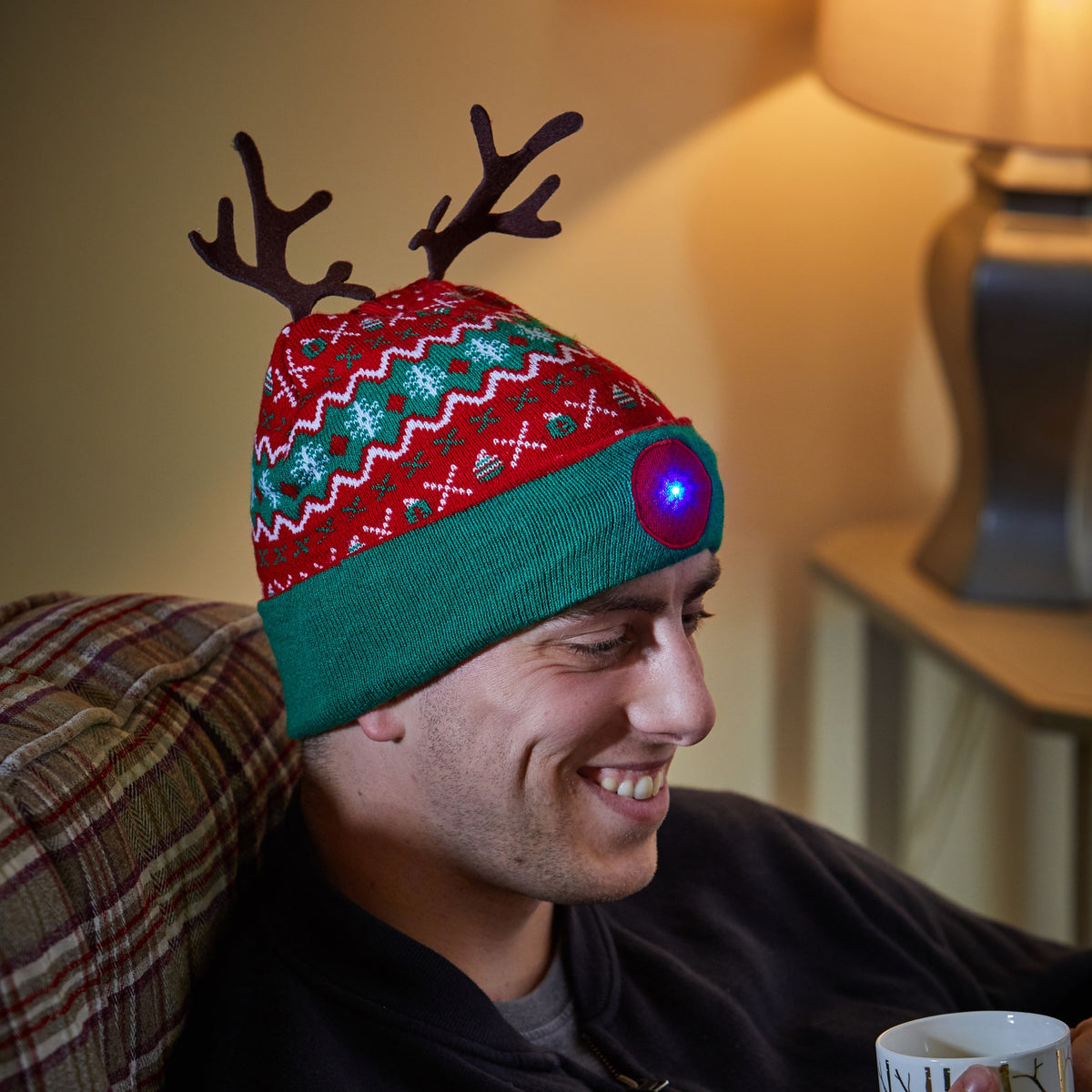 Festive Lit Rudolph Beanie Hat