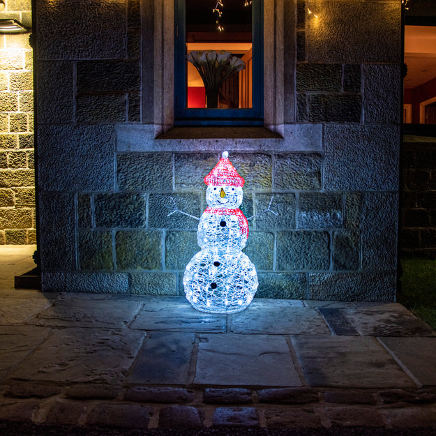 Large Outdoor Snowman Christmas Acrylic with Ice White LEDs