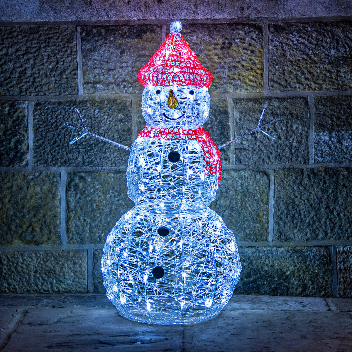 Large Outdoor Snowman Christmas Acrylic with Ice White LEDs