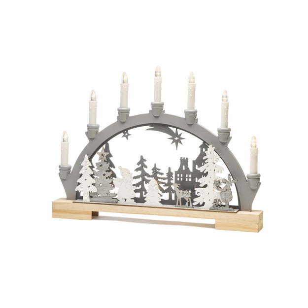 Santa Wooden Silhouette Christmas Candle Bridge