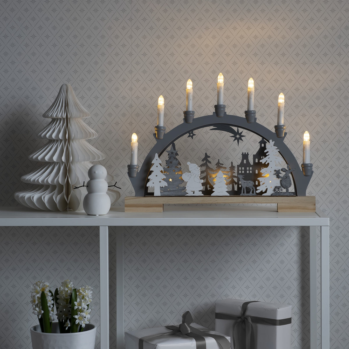 Santa Wooden Silhouette Christmas Candle Bridge