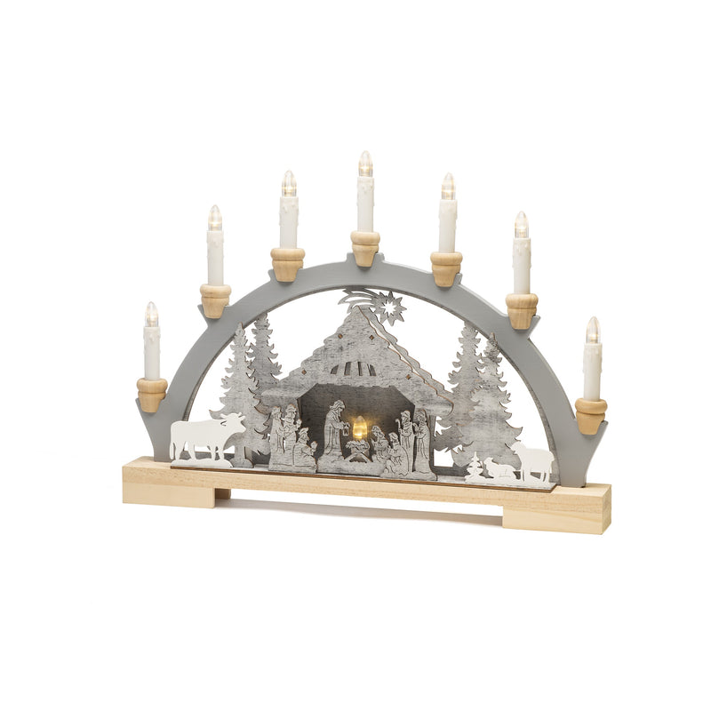 Christmas Nativity Wooden Silhouette Candle Bridge