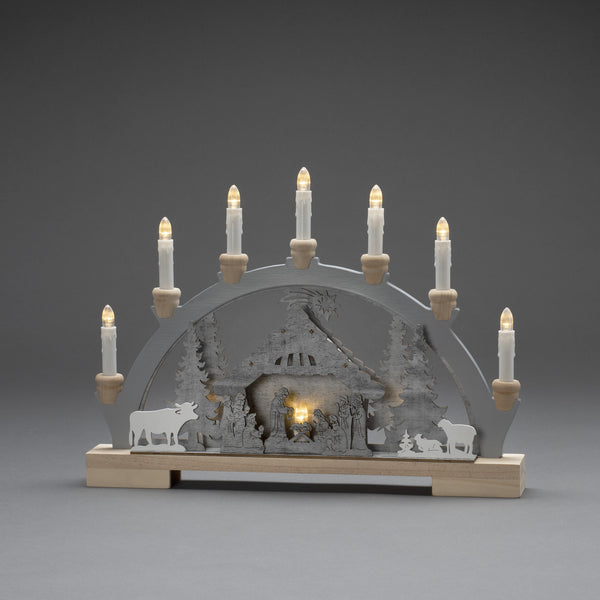 Christmas Nativity Wooden Silhouette Candle Bridge