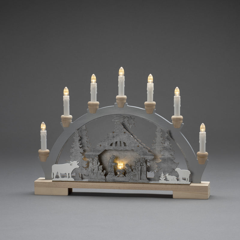 Christmas Nativity Wooden Silhouette Candle Bridge