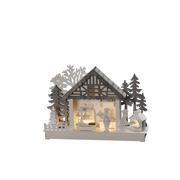Wooden LED Lit Christmas Bakers Scene