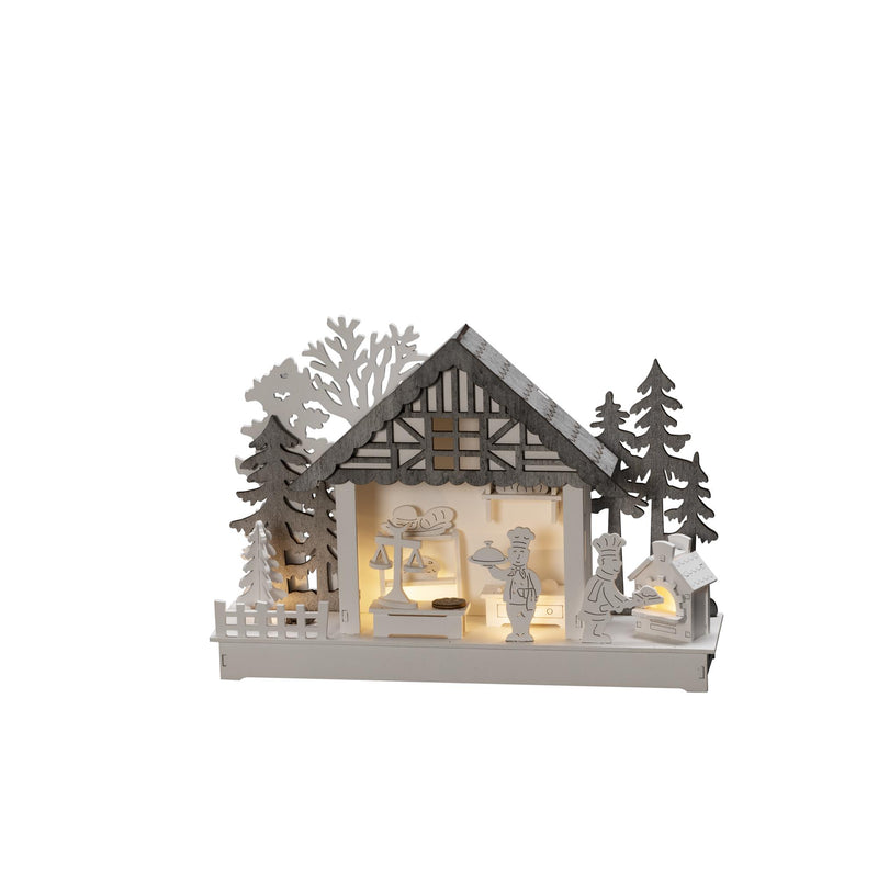 Wooden LED Lit Christmas Bakers Scene