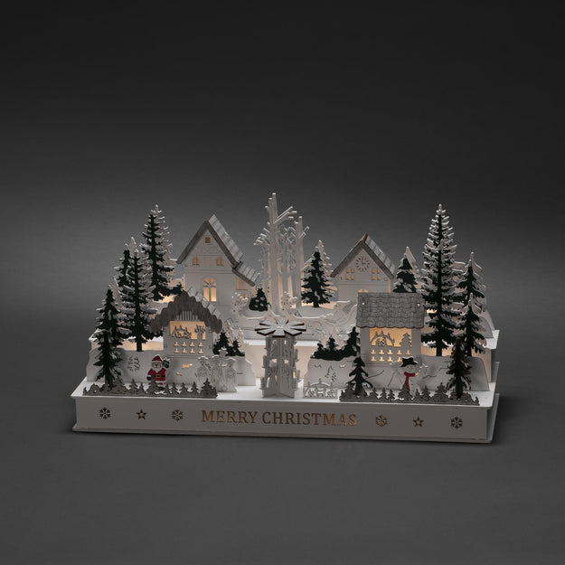 Merry Christmas Wooden Christmas Silhouette Village