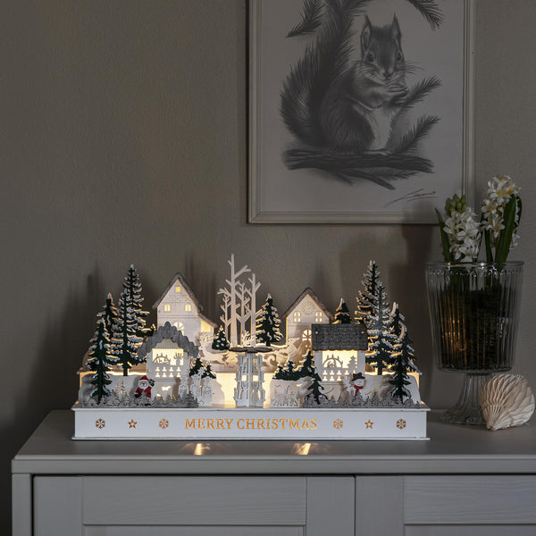 Merry Christmas Wooden Christmas Silhouette Village