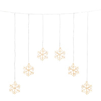 6 Warm White LED Acrylic Curtain Snowflake Window Lights