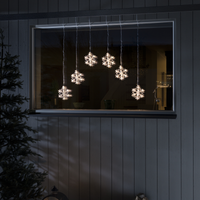 6 Warm White LED Acrylic Curtain Snowflake Window Lights