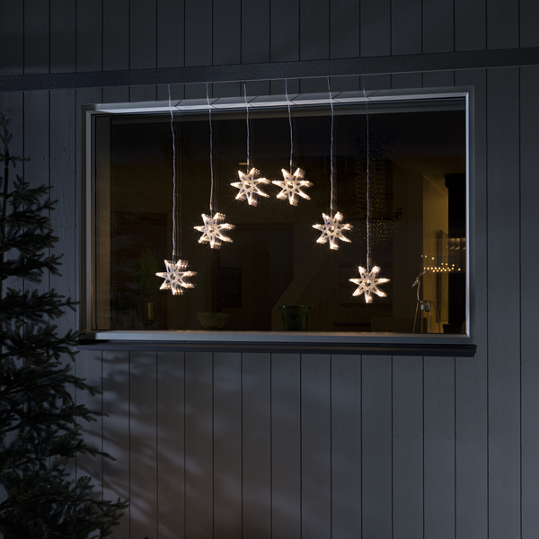 6 Warm White LED Acrylic Curtain Star Lights