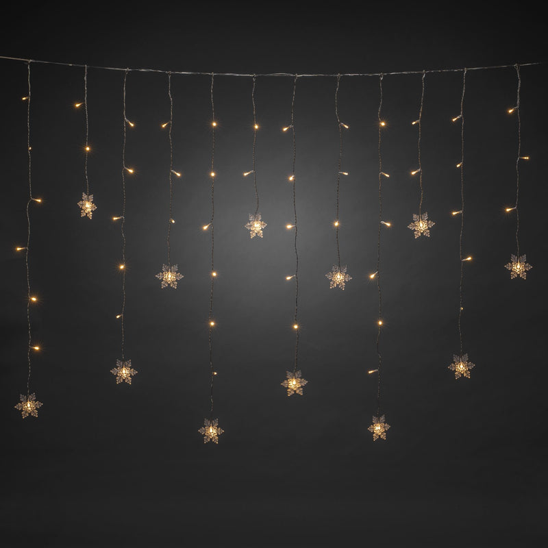1.4m 12 Warm White LED Clear Curtain Snowflake Window Lights