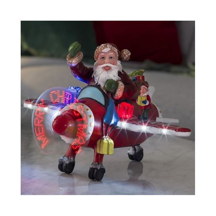 Fibre Optic Santa in Aircraft LED with Animated Christmas Message