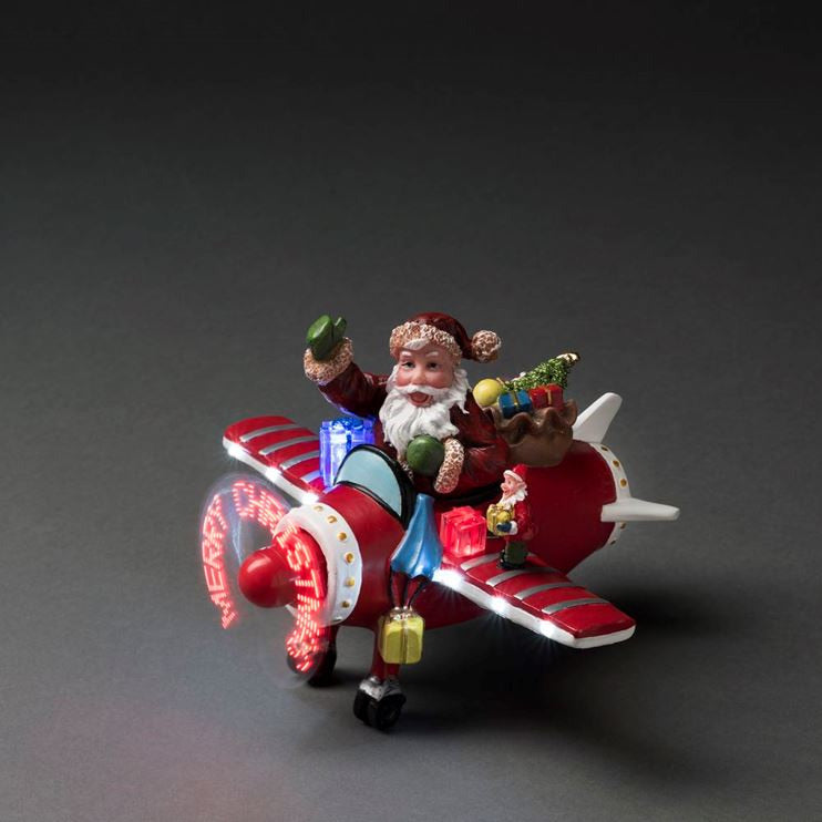 Fibre Optic Santa in Aircraft LED with Animated Christmas Message