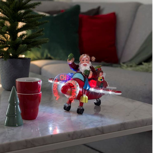 Fibre Optic Santa in Aircraft LED with Animated Christmas Message
