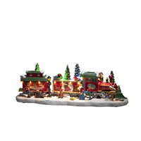 Christmas Train & Carriages Lit Village Scene