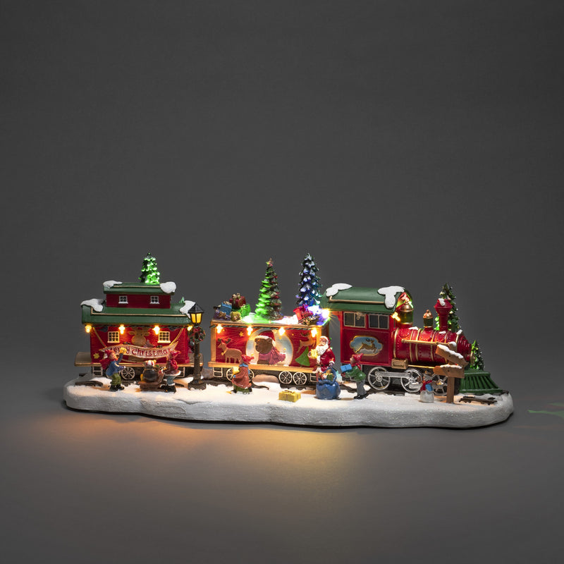 Christmas Train & Carriages Lit Village Scene