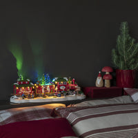 Christmas Train & Carriages Lit Village Scene