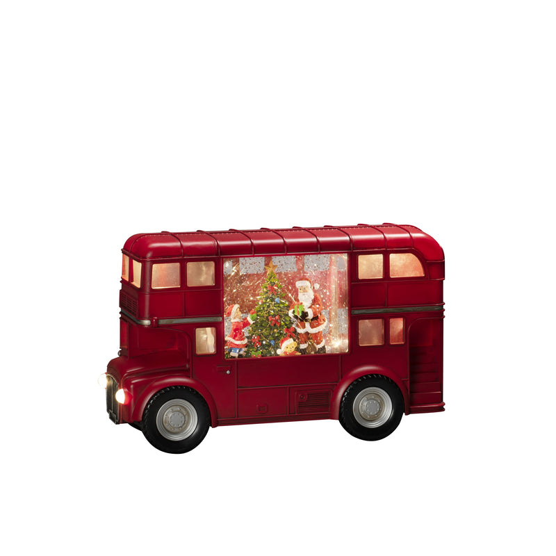 Santa Scene in Red Christmas Bus Magical Water Spinner