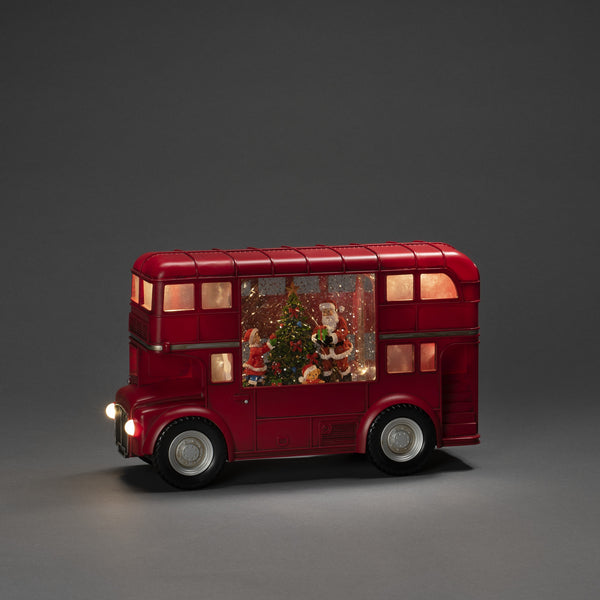 Santa Scene in Red Christmas Bus Magical Water Spinner