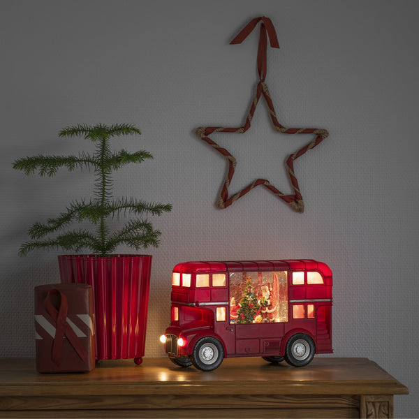 Santa Scene in Red Christmas Bus Magical Water Spinner