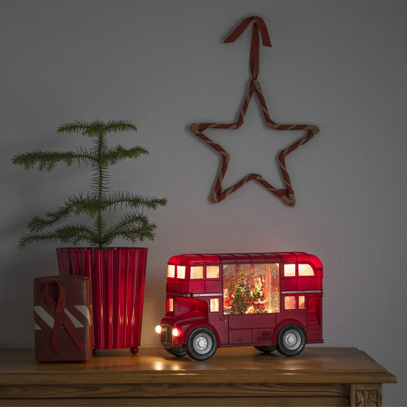 Santa Scene in Red Christmas Bus Magical Water Spinner