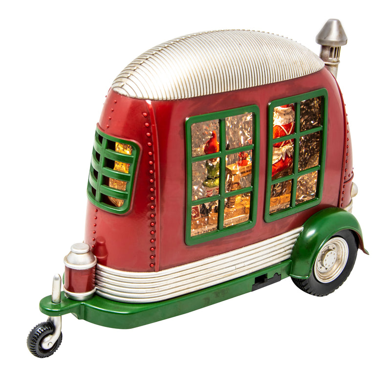 Santa's Workshop In Caravan Magical Glitter Christmas Lit Water Spinner