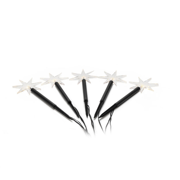 Set of 5 Warm White Star Stake Pathway Lights